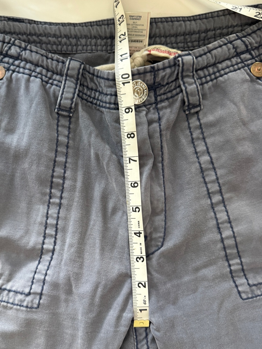 True Religion Y2K Vintage Men's Cargo Pants Slate Blue Flap Pocket 34 Wide Leg - Picture 12 of 14